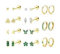 MILACOLATO 11 Paar Ohrringe Gold Set Ohrstecker 18K Vergoldeter Wasserfest Hypoallergene Gesundheitsstecker Ohrringe Creolen Silber Klein Damen Helix Piercings