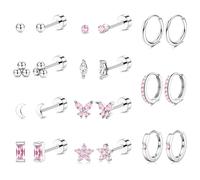 MILACOLATO 11 Paar Ohrringe Gold Set Ohrstecker Gold Kleinfür Damen 18K Vergoldeter Wasserfest Hypoallergene Gesundheitsstecker Ohrringe Creolen Gold Silber Klein Damen Helix Piercings Ohr Gold-GS