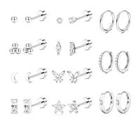 MILACOLATO 11 Paar Ohrringe Gold Set Ohrstecker Golden Kleinfür Damen 18K Vergoldeter Wasserfest Hypoallergene Gesundheitsstecker Ohrringe Creolen Gold Silber Klein Damen Helix Piercings Ohr Gold-WS
