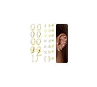 MILACOLATO 12 Paar Ohrringe Gold Silber Hypoallergene Chirurgenstahl Medizinische Ohrstecker und Klein Creolen Ohrloch Stecher Set 14K Vergoldet Helix Tragus Piercing Ohr Damen Mädchen Gold H