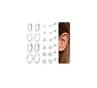 MILACOLATO 18K Vergoldete Ohrringe Set - 10 Paar Chirurgenstahl Ohrstecker und Creolen - Hypoallergene Gesundheitsstecker Silber Klein für Damen Helix Piercing Wasserfest