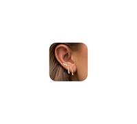 MILACOLATO 3 Paar Ohrringe aus 14-karätigem Gold für Damen, hypoallergen, aus 925er Silber, Creolen und Knopfohrringe, Schmetterlings-Ohrringe mit Zirkonia, stapelbar, für mehrere Piercings, Zirkon