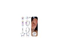MILACOLATO 3 Paar Ohrringe Silber 925 Mädchen Damen Hypoallergene Ohrring Gold Creolen Kinder Herz Zirkonia Ohrringe Silber 925 Hängend Schmetterlingen Weihnachten Knorpel Ohrring Ohrstecker Set-AS