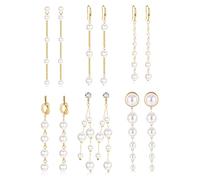 MILACOLATO 6 Paar Lange Perlenohrringe für Damen 14 Karat Vergoldet Quaste Perle Tropfen Ohrringe Einfädler Perle Ohrhänger Schmuck für Braut Hochzeit Gold