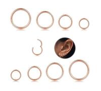 Milacolato 8Pcs 16G Nasenpiercing Ring Chirurgischer Stahl Scharnier Clicker Segment Nose Ringe Hoop Helix Knorpel Daith Tragus Ohr Schläfer Ohrringe Body Septum Piercing 6-12MM Rosa Gold