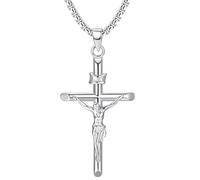 Milacolato 925 Sterling Silber Kreuz Anhänger Jesus Kreuz Halskette für Männer Damen Christliches Kreuz Amulett Religiöser Schmuck Heilige Schutzkette