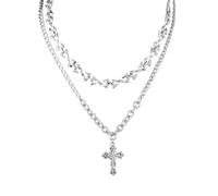 MILAKOO 2pcs Chain Link Ketten Halskette für Unisex Silber Edelstahl Kreuz Charme Glaube Geschenke für Sohn