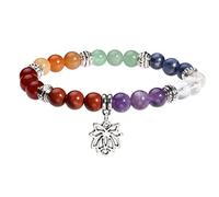 MILAKOO 7 Chakra Perlen Armband mit Lotus Symbol Anhänger Yoga Bettelarmband für Frauen Männer