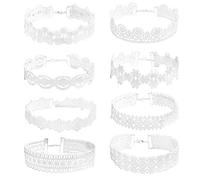 MILAKOO 8 Pcs weiß Spitze Halskette Kette Choker Vintage Halsband für Frauen Mädchen