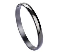 MILAKOO Damen Armreif Edelstahl Armband Maschette Armband für Damen 6mm Glatt Poliert Oval Armbänder Schwarz