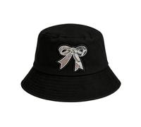 MILAKOO Damen Festival Fischerhut Schwarz Polyester DIY Kreativ Aufnäher Streetwear Hut