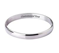 MILAKOO Edelstahl Armreif Damen Silber Oval Armband 8mm Frauen Stainless Steel Bracelet mit Gravuren