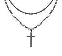 MILAKOO Goth Punk Schwarz Figaro Ketten für Männer 2pcs Multilayered Cross Halskette Minimalismus Geburtstagsgeschenke für Papa