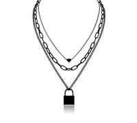 MILAKOO Multi-layered Chains Halskette für Frauen mit Schloss Anhänger Tiny Heart Charms Unregelmäßige Halskette