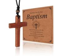 MILAKOO Naturholz Kreuz Anhänger Halskette Inspiration Glaube Liebe Karte für Männer Frauen Christliches Geschenk