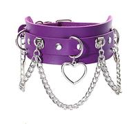 MILAKOO Punk Choker Damen Gothic PU Lederhalsband mit Anhänger Herz Frauen Punk Rock Halsband lila