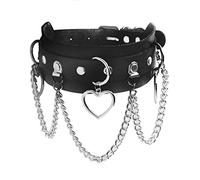 MILAKOO Punk Choker Damen Gothic PU Lederhalsband mit Anhänger Herz Frauen Punk Rock Halsband schwarz