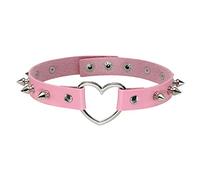 MILAKOO Punk Love Heart PU Lederhalsband Damen Pink Herz Nieten Choker Halskette Frauen