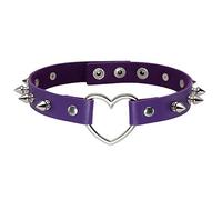 MILAKOO Punk Style Liebesherz PU Leder Halsband Lila Choker Halskette
