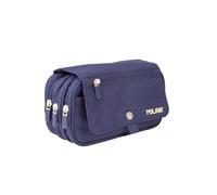 MILAN Federmäppchen Serie 1918 – 4 Reißverschlüsse mit Klappe – Blau 13 x 24 x 10 cm