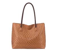 Milan Chiva Tragetasche für Damen mit Reißverschluss, groß, Strauß, veganes Leder, Schultertaschen und Handtaschen, Copper Brown, Large