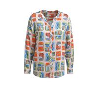 Milano Italy Langarmbluse mit Halsausschnitteinsatz Blush-Print Viskose Gr. 38