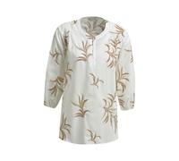 Milano Italy - Blouse w neckpanel, slit at cf w buttons + loops + 3/4 sleeve white print - Gr. - 36