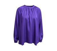 Milano Italy - Blouse w V-neck and ruffels and gathering at neck and raglan slee plum - Gr. - 34