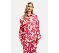 Milano Italy - Blouse with collar + placket, voluminous batwingsleeves w cuffs poppy print - Gr. - 38