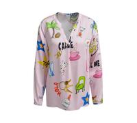 Milano Italy Damen Bluse Langarm mit Mustermix Rosa, 42
