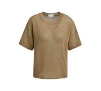 Milano Italy - boxy roundneck Pullover w oversized shoulder + 1/2 sleeve toffee - Gr. - S