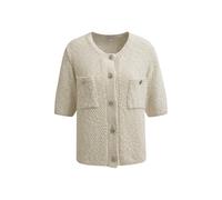 Milano Italy - Cardigan w roundneck, placket at cf, chest pockets + 1/2 sleeves offwhite - Gr. - L