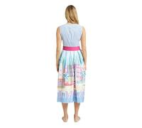 Milano Italy Damen Ärmelloses Midikleid im Mustermix mit Bindegürtel Colorful, 38