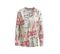 Milano Italy Damen Bluse mit V-Ausschnitt und Printmuster Cream Print, 40