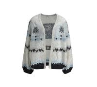 Milano Italy Damen Cardigan mit Intarsienmuster Cream Print, S