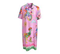 Milano Italy Damen Gemustertes Hemdblusenkleid Kurzarm Orchid, 40