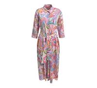 Milano Italy Damen Gemustertes Midikleid mit Taillengürtel Rosa, 40