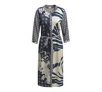 Milano Italy Damen Midikleid im Mustermix mit Bindegürtel Navy, 42