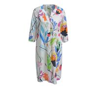 Milano Italy - dress w neckpanel and placket, 3/4 sleeve offwhite print - Gr. - 38