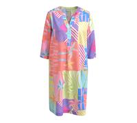 MILANO ITALY - Dress w roundneck + short placket, 3/4 sleeves colorful print - Gr. - 42