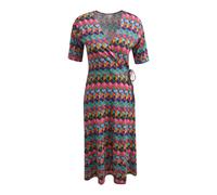 Milano Italy - Dress w wrap top, 1/2 sleeves and knee length wide skirt pink print - Gr. - S
