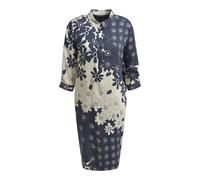Milano Italy - Dress with collar, half placket, 3/4 sleeves w cuffs navy print - Gr. - 46