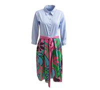 Milano Italy - Dress with collar, placket, 1/1 sleeves, wide skirt and belt kiwi print - Gr. - 40