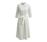 Milano Italy - Dress with collar + placket, 3/4 sleeve + belt white - Gr. - 42
