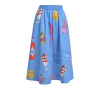 Sommerrock MILANO ITALY, Damen, Gr. 44, ocean, Web, Material: 100% Baumwolle, bedruckt, regular fit, Röcke, mit Taschen (99756043-44) ocean