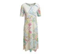 Milano Italy - mididress w roundneck 1/2 sleeve light blue print - Gr. - XS