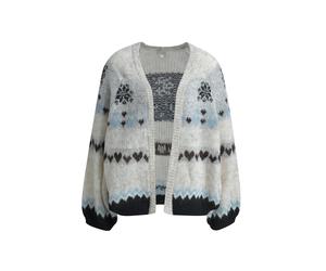 Milano Italy - open cardigan w/ intarsia 1/1 raglan sleeve - Gr. - XL