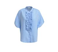 Milano Italy Relaxed Fit Leinenbluse mit Rüschen in Hellblau, Größe 40-42