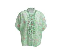 Milano Italy - oversized blouse w stand up collar + ruffled placket mint print - Gr. - 42