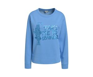 Milano Italy - round neck sweatshirt w/ AW & slits 1/1 sleeve ocean - Gr. - S